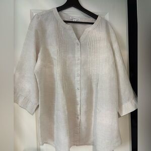 Like New Coldwater Creek linen shirt blouse tunic 1X oatmeal cream